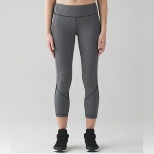 lululemon athletica Pace Rival Crop 23”Heathered Gray/Black Leggings Sz 10